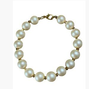 Handcrafted 10mm Creamy Glass Pearl Bracelet 8" Smaller Size Optional